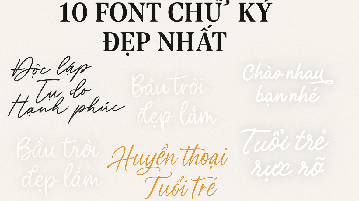 10 Font chữ ký đẹp nhất Sang trọng, cá tính và Việt hoá đầy đủ